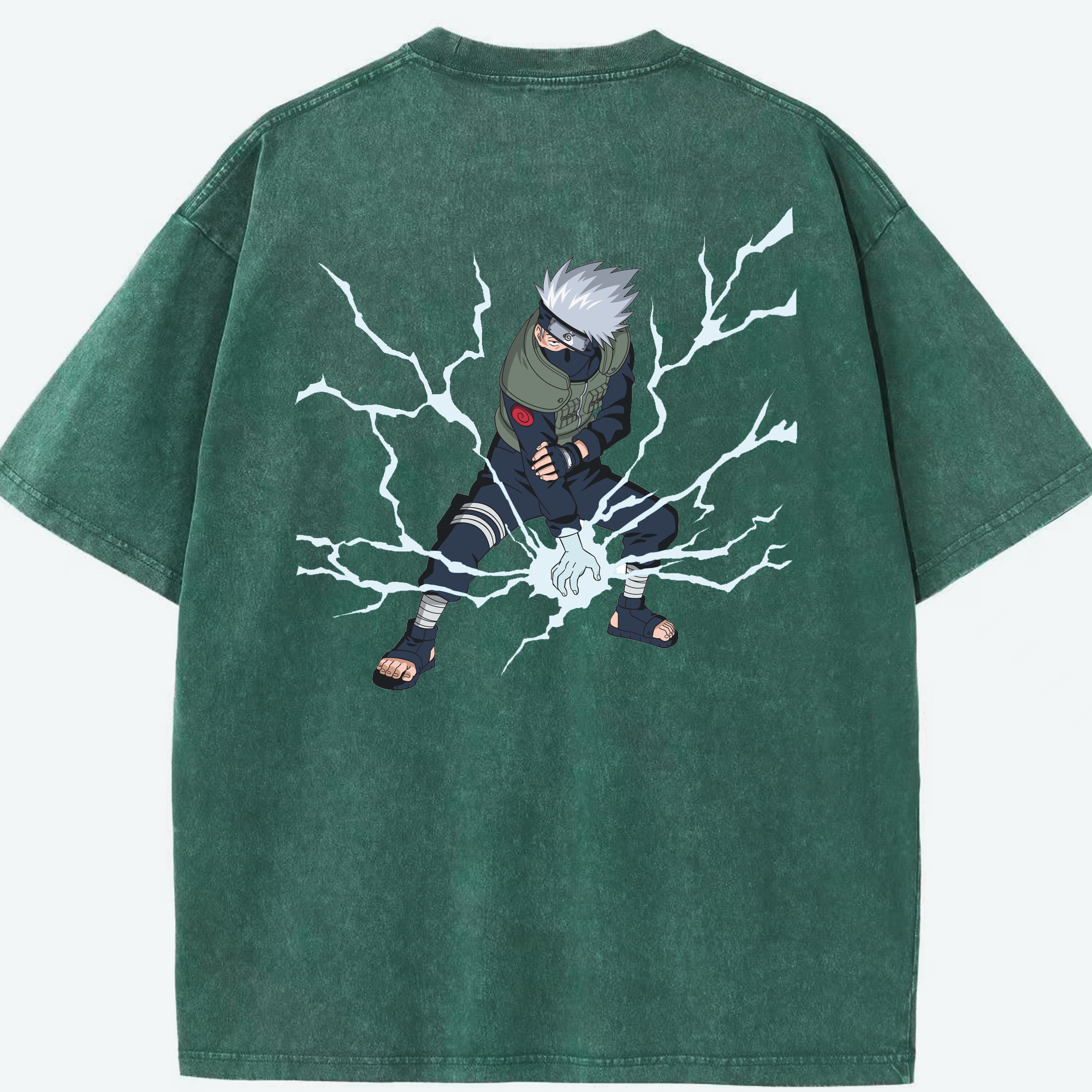 （画像用） NARUTO -ナルト- はたけ カカシ Hatake Kakashi 綿100% ヴィンテージ風 半袖Tシャツ（背面プリント）